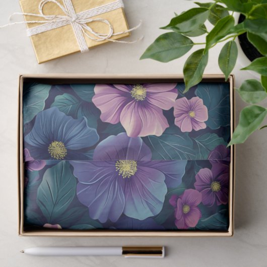 Vrouwelijke Bloemen Paarse en Roze Decoupage Tissuepapier (Geschenk)