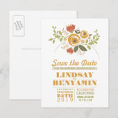 Vrouwelijke bloemen save the date briefkaarten (Voorkant / Achterkant)