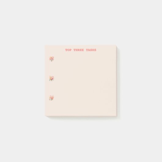 Vrouwelijke Bloemen Waterverf Roze Bulleted Custom Post-it® Notes (Voorkant)