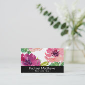 Vrouwelijke Bloemen Waterverf Rozen Visitekaartje (Staand voorkant)
