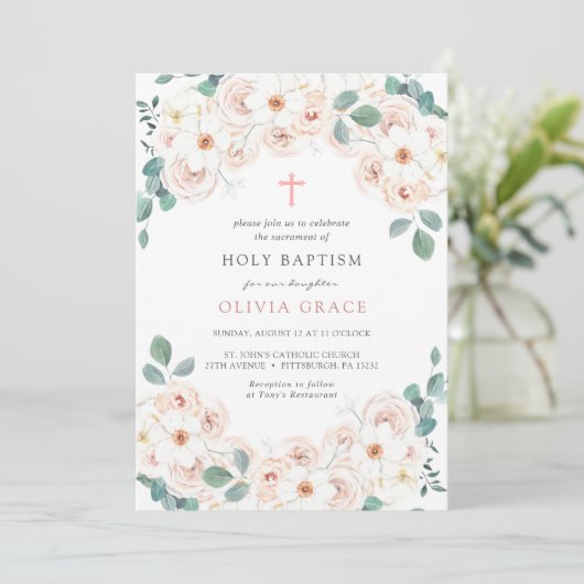 Vrouwelijke bloemendoop kaart (Staand voorkant)