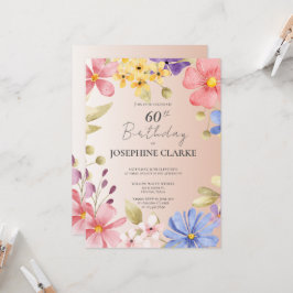 Vrouwelijke bloemenkrans 60e verjaardagsfeestje In Kaart