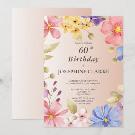 Vrouwelijke bloemenkrans 60e verjaardagsfeestje kaart