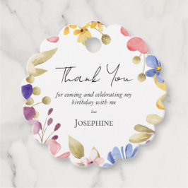 Vrouwelijke bloemenkrans verjaardag bedankjes labels