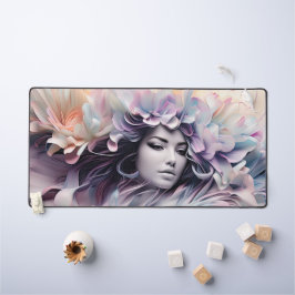 vrouwelijke bloemenontwikkeling bureaumat