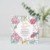 Vrouwelijke bloemensquare uitnodiging (Staand voorkant)