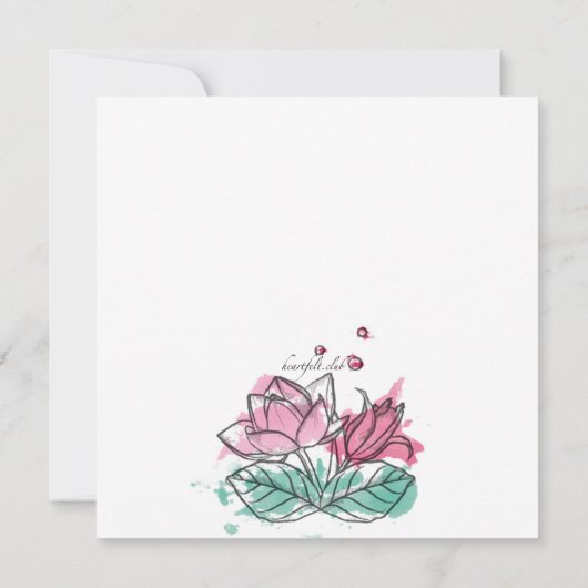 Vrouwelijke bloemensquare uitnodiging (Achterkant)