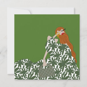 Vrouwelijke bloemige mode-illustratie kunstkaart kaart
