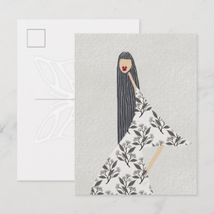 Vrouwelijke bloemrijke glamour mode-illustratie ku briefkaart