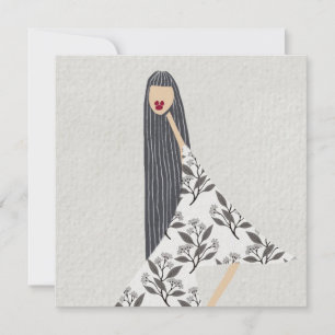 Vrouwelijke bloemrijke glamour mode-illustratiekaa kaart