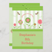 Vrouwelijke Bloemtuin Verjaardagsfeest Kaart (Voorkant / Achterkant)