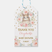 Vrouwelijke Blush Gold Bunny Baby shower Party Fav Cadeaulabel (Voorkant)