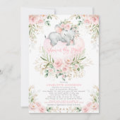 Vrouwelijke Blush Gold Elephant Baby shower per po Kaart (Voorkant)