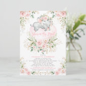 Vrouwelijke Blush Gold Elephant Baby shower per po Kaart (Staand voorkant)