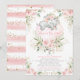 Vrouwelijke Blush Gold Elephant Baby shower per po Kaart