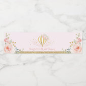 Vrouwelijke Blush Goud Bloemen Hete Luchtballon Gu Waterfles Etiket (Enkel label)