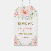 Vrouwelijke Blush Goud Waterverf Rozen Party Favor Cadeaulabel (Voorkant)