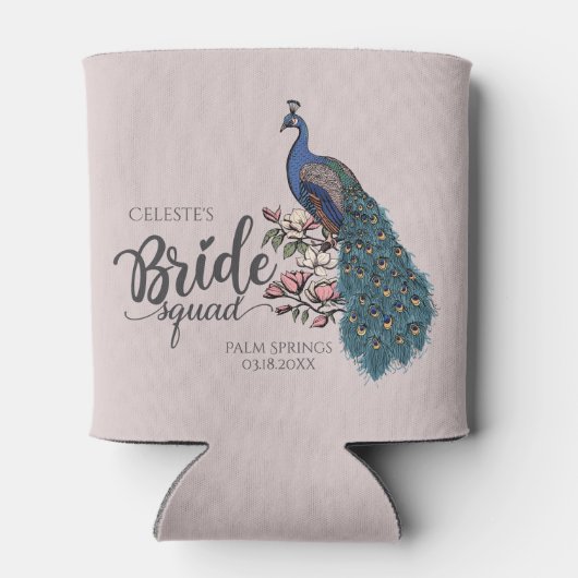 Vrouwelijke Blush Peacock Bride Squad Blikjeskoeler (Achterkant)