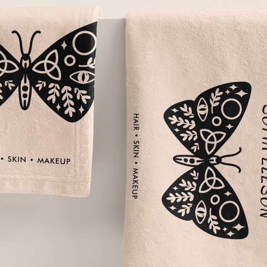 Vrouwelijke Blush Pink Black Butterfly Salon Spa Bad Handdoek