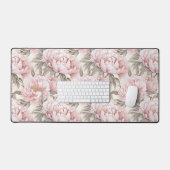Vrouwelijke Blush Pink Peony Bloemenbureau Mat (Keyboard & Muis)