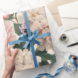 Vrouwelijke Blush Pioen Witte Bloem Motief Cadeaupapier