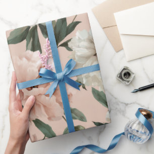 Vrouwelijke Blush Pioen Witte Bloemmotief Cadeaupapier