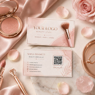 Vrouwelijke Blush Rose Gold QR Code Salon Branding Visitekaartje