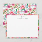 Vrouwelijke Blush Roze Blauwgroen Pioen Roos Girly Notitiekaartje (Voorkant / Achterkant)