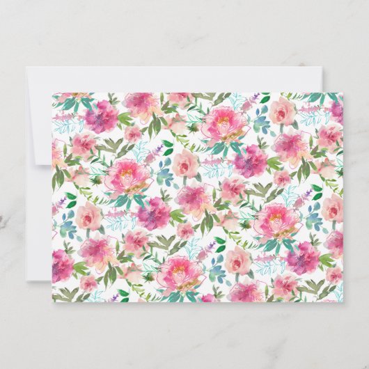 Vrouwelijke Blush Roze Blauwgroen Pioen Roos Girly Notitiekaartje (Achterkant)