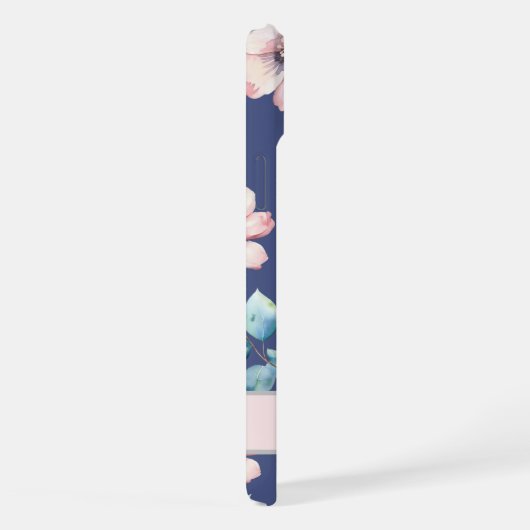 Vrouwelijke Blush Roze Bloemen Blauwe Telefoon Cas iPhone Hoesje (Rechterkant)