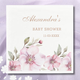 Vrouwelijke Blush Roze Bloemen Rozen Baby shower Servet