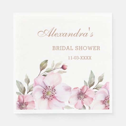 Vrouwelijke Blush Roze Bloemen Rozen Vrijgezellenf Servet (Voorkant)