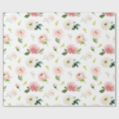 Vrouwelijke Blush Roze Bloemen Waterverf Patroon Cadeaupapier (Vlak)