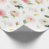 Vrouwelijke Blush Roze Bloemen Waterverf Patroon Cadeaupapier (Hoek)