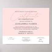 Vrouwelijke Blush Roze En Witte Certificaatondersc Poster (Voorkant)