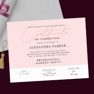 Vrouwelijke Blush Roze En Witte Certificaatondersc Poster