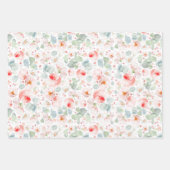 Vrouwelijke Blush Roze en Witte Waterverf Bloemen  Inpakpapier Vel (Voorkant 3)