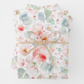 Vrouwelijke Blush Roze en Witte Waterverf Bloemen  Inpakpapier Vel (In situ)