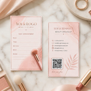 Vrouwelijke Blush Roze Gouden QR Code Salon Brandi Afsprakenkaartje