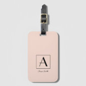 Vrouwelijke Blush Roze Monogram Eerste Script Chic Bagagelabel (Voorkant (verticaal))