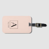 Vrouwelijke Blush Roze Monogram Eerste Script Chic Bagagelabel (Voorkant (horizontaal))