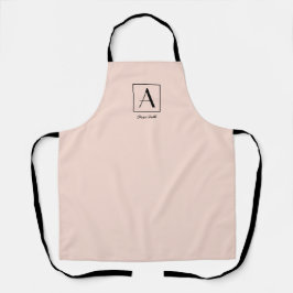 Vrouwelijke Blush Roze Monogram Eerste Script Chic Schort