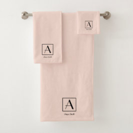Vrouwelijke Blush Roze Monogram Initiaal Script Ch Bad Handdoek