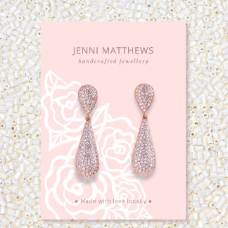 Vrouwelijke Blush Roze Rose Bloemen Sieraden Displ Visitekaartje