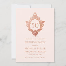 Vrouwelijke Blush Roze Rose Gold Crest 50ste verja