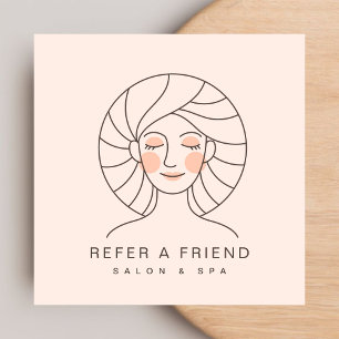Vrouwelijke Blush Roze Salon & Spa Referral Kaart Vierkante Visitekaartje