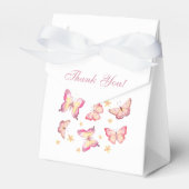 Vrouwelijke Blush Roze Vlinder Baby Meisje Douche Bedankdoosjes (Voorkant Zijde)