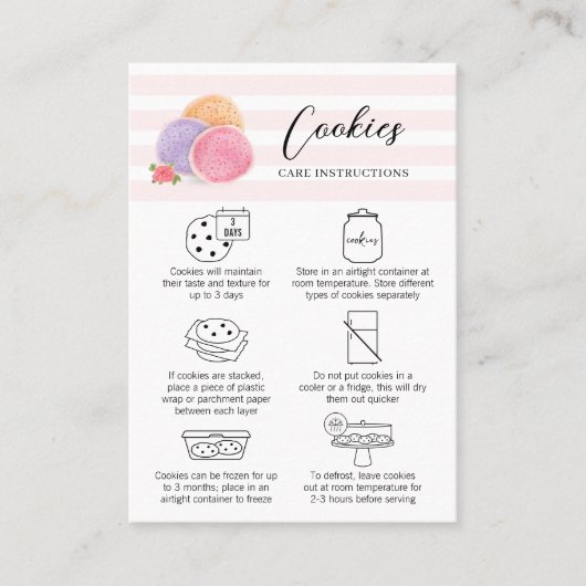 Vrouwelijke Blush Roze Waterverf Art Cookies Care Visitekaartje (Voorkant)