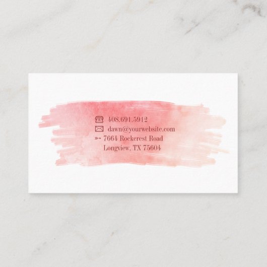 Vrouwelijke Blush Roze Waterverf Wassen & Kant Blo Visitekaartje (Achterkant)