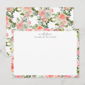 Vrouwelijke Blush Roze Wit Meisje Botanische Bloem Notitiekaartje (Voorkant / Achterkant)